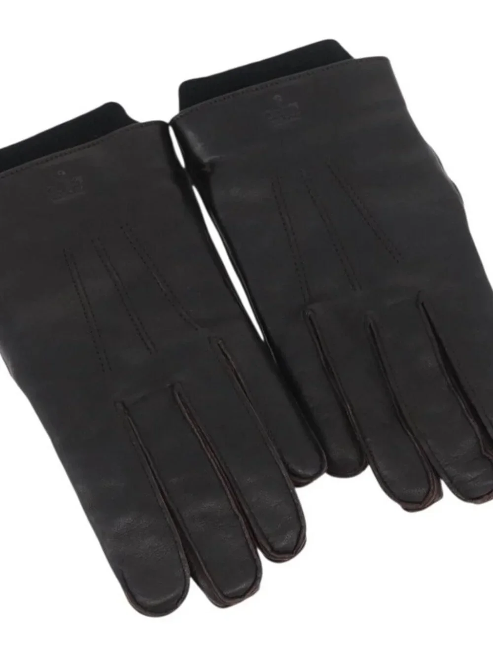 GUCCI Gloves Leather Black Auth bs33223